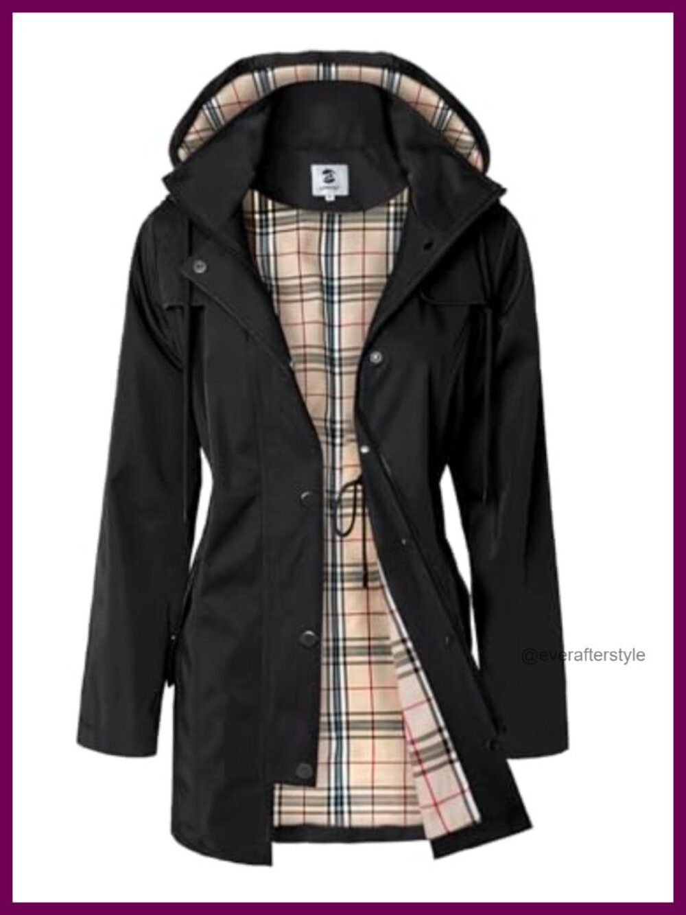 SaphiRose Women's Long Hooded Rain Jacket Water-Resistant Windbreaker Outdoor